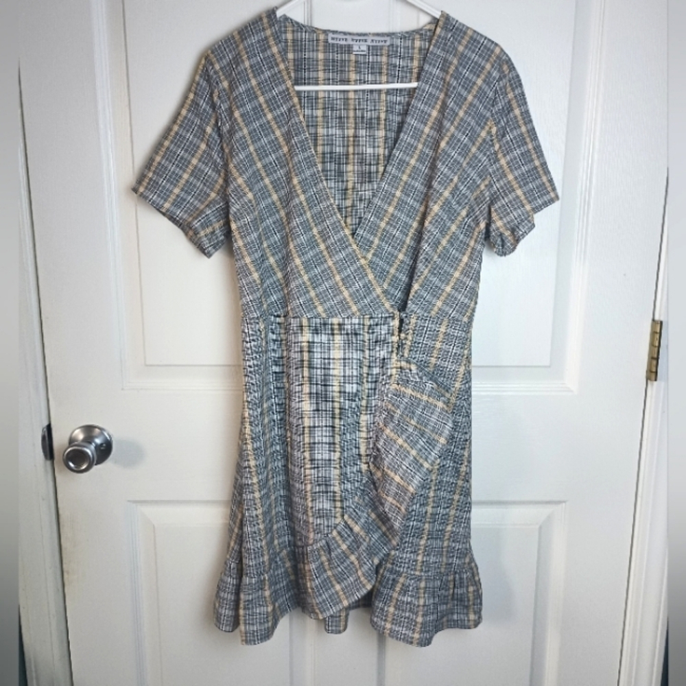 Hyfve Hyfve Hyfve Preppy Plaid Yellow Wrap Dress Large